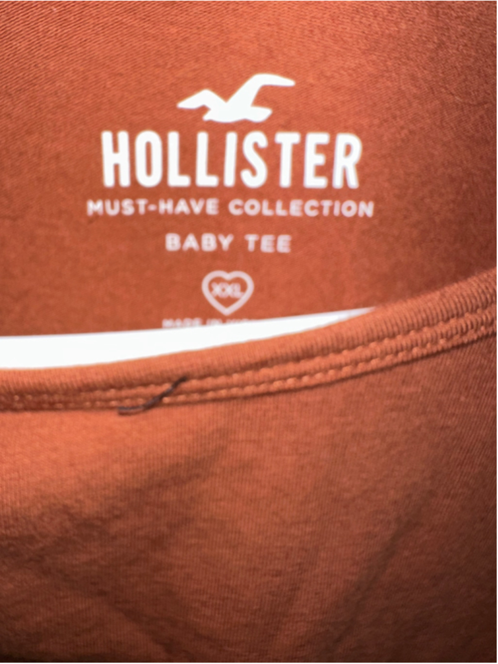 Hollister Baby Tee Bundle Lot (2) XXL Black & Rust Brown Ruched Cinch Hem Crew - Picture 11 of 14